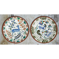 सजावट ❦ Hand Painted 'Turkish Forest' Wall Plates ❦ 22 { set of 2 }